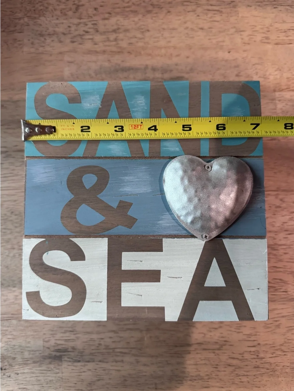 SAND & SEA Coastal storage box with Metal Heart - Blue, White, Brown